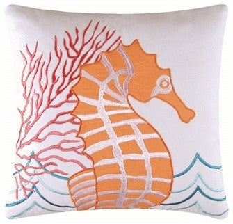 Tropic Escape Seahorse Pillow by C & F