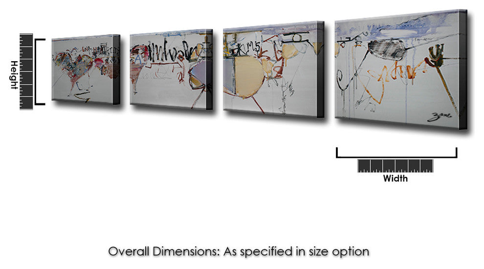 Abstract XXVI, Canvas Wall Art, 12"x48" 4-Panels