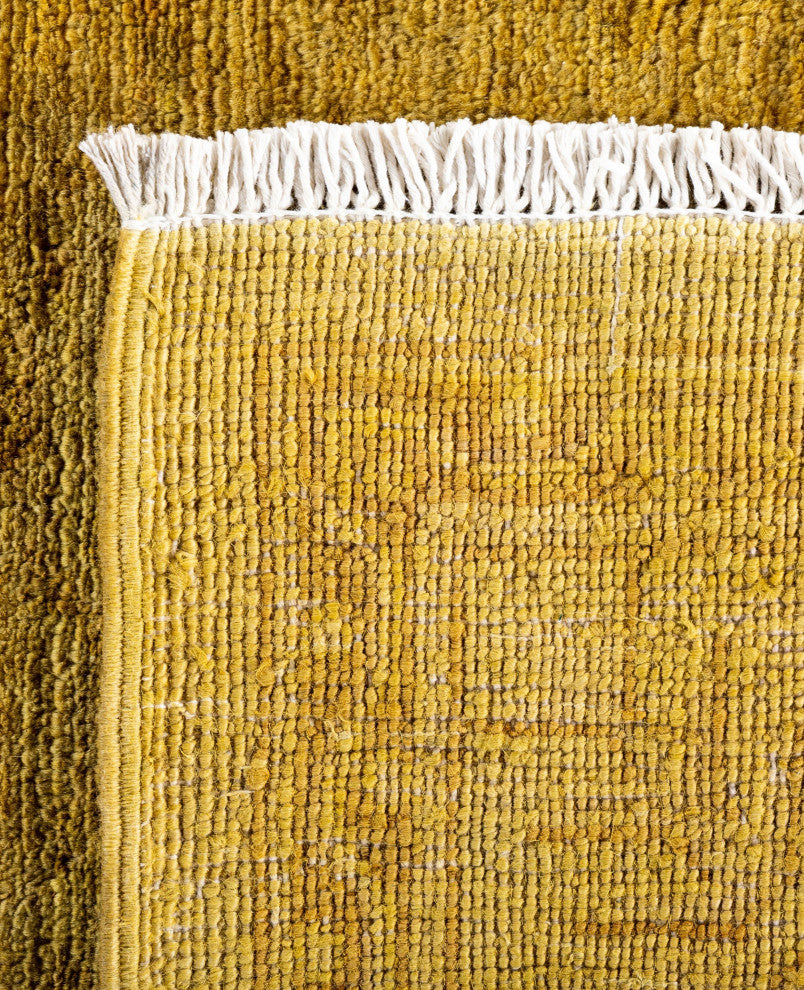 Overdyed One-of-a-Kind Hand-Knotted Area Rug Yellow, 6' 3" x 9' 2"