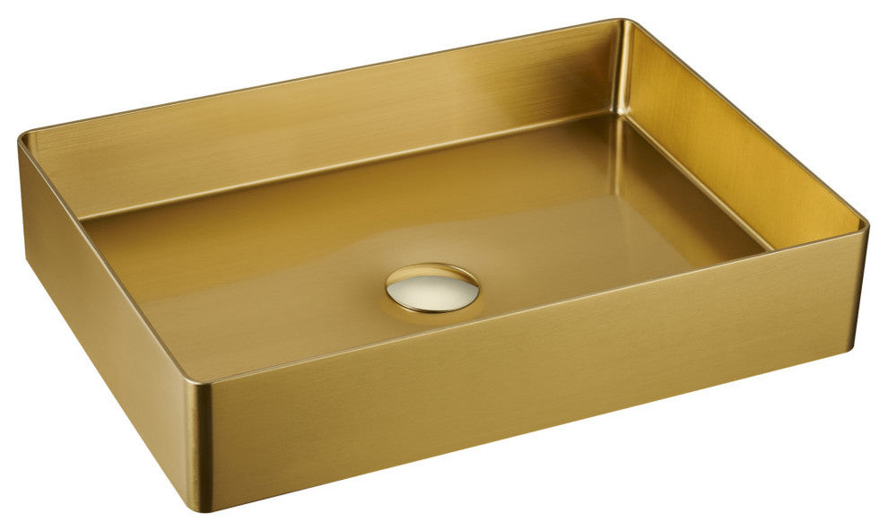 Karran Cinox Stainless Steel Rectangular Vessel Sink, Gold