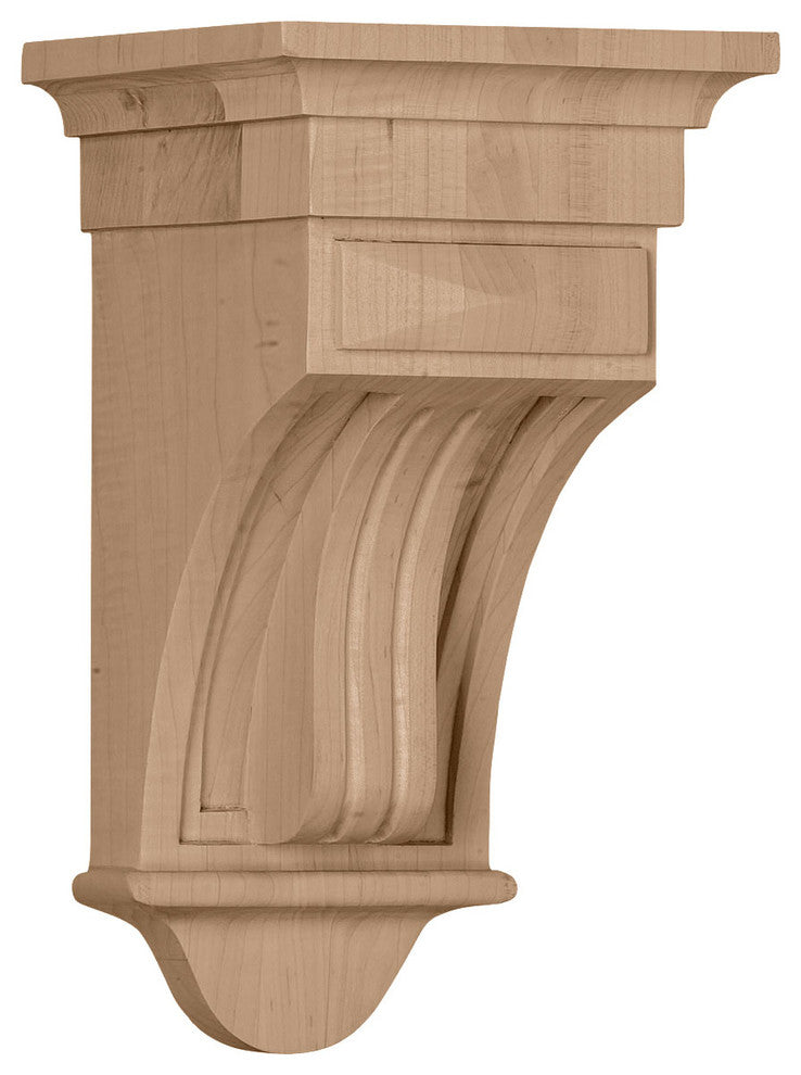 5 1/2"W x 5 1/2"D x 10"H Raised Fluting Corbel, Cherry