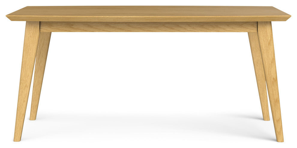 Draper Solid Wood Mid Century Rectangle Dining Table, Oak Veneer