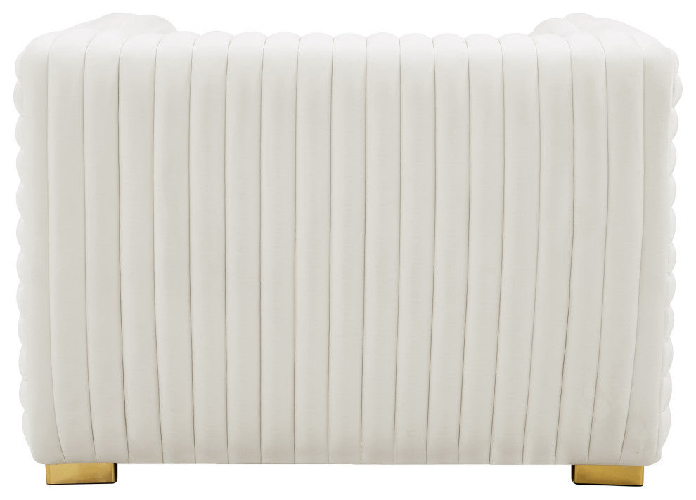 Ravish Velvet Upholstered Chair, Cream, Chair
