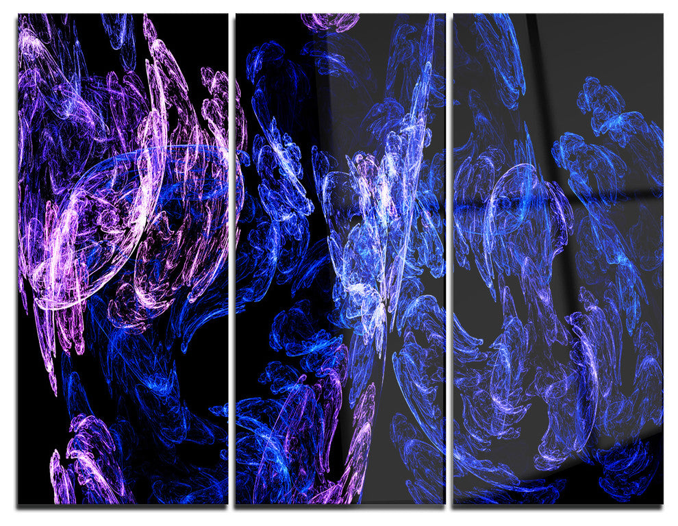 "Dark Blue Fractal Desktop Wallpaper" Metal Wall Art, 3 Panels, 36"x28"