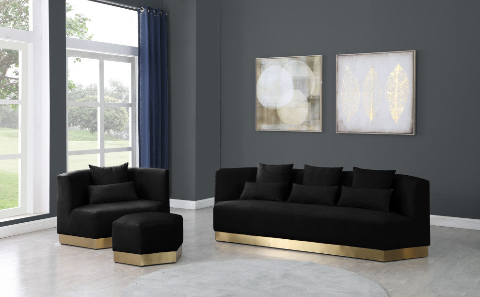 Marquis Velvet Upholstered Set, Black, Sofa
