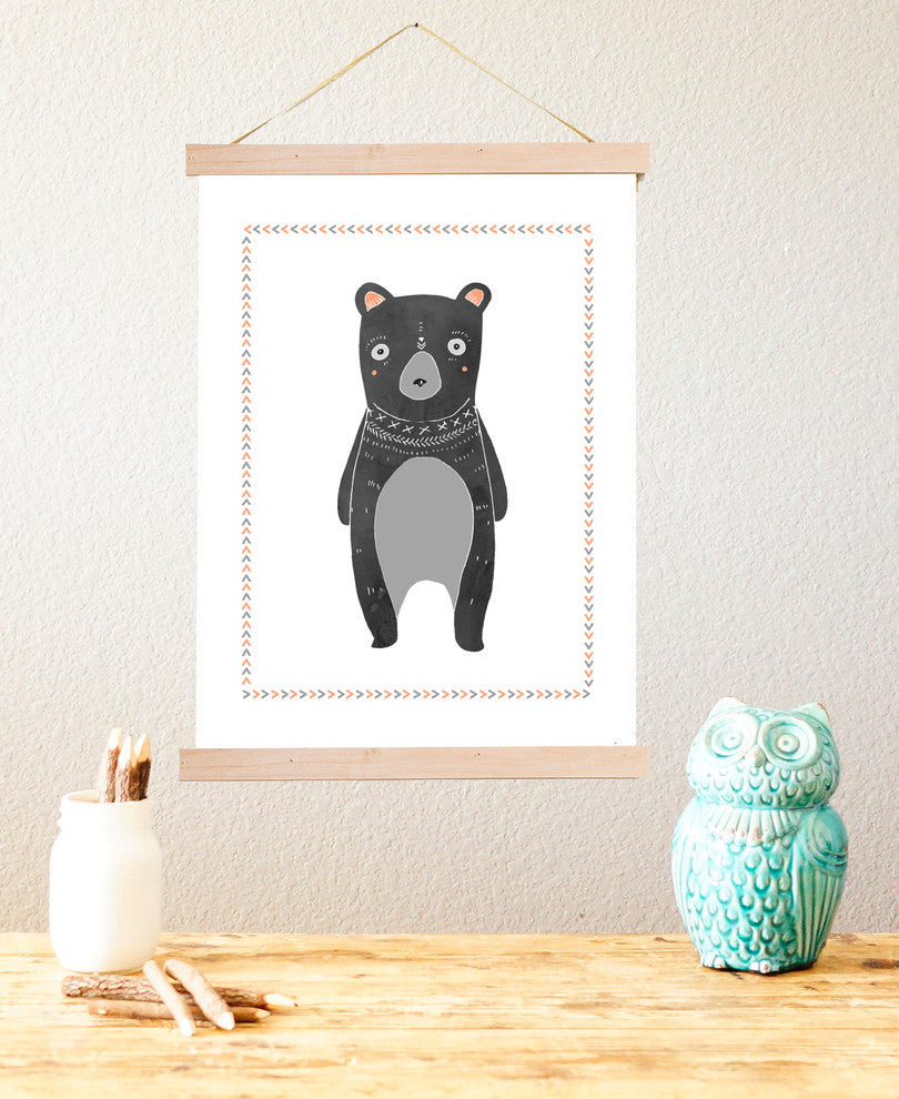 Boho Bear 18x24 Children's Wall Art Poster