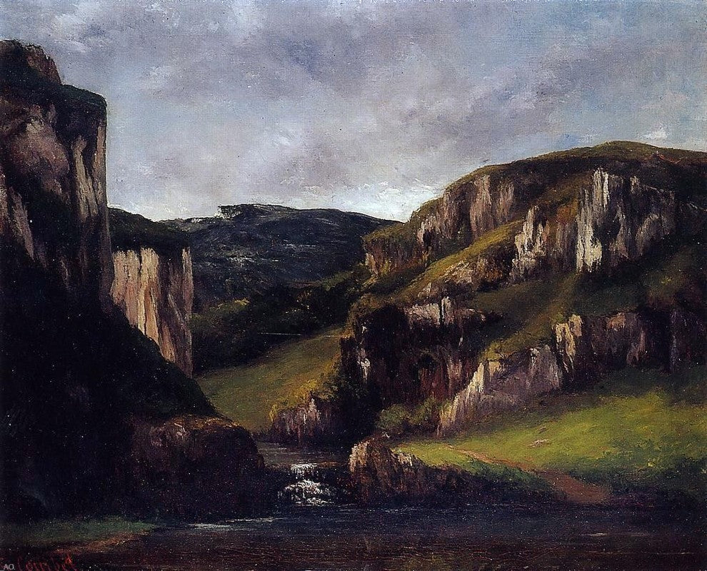 Gustave Courbet Cliffs near Ornans Premium Canvas Print