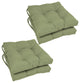 16" Solid Twill Square Tufted Chair Cushions, Set of 4, Sage Green
