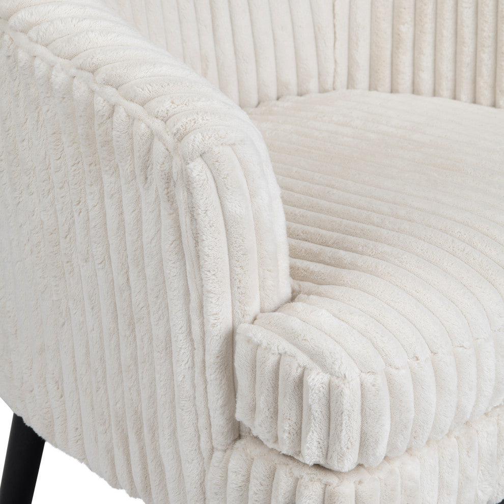 White Plush Upholstered Accent Chair
