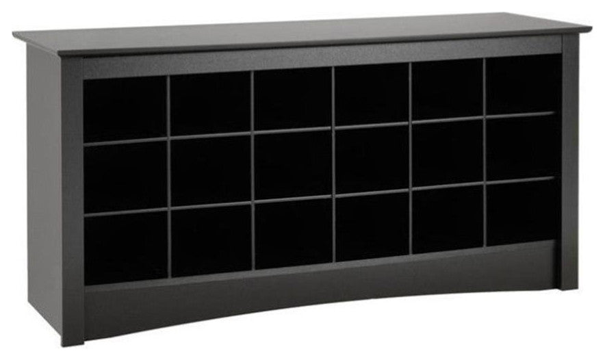 Prepac 18 Cubby Shoe Storage Bench in Black