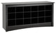 Prepac 18 Cubby Shoe Storage Bench in Black