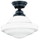 Huntley 12" Semi Flush Ceiling Light Milk Glass Oil Rubbed Bronze