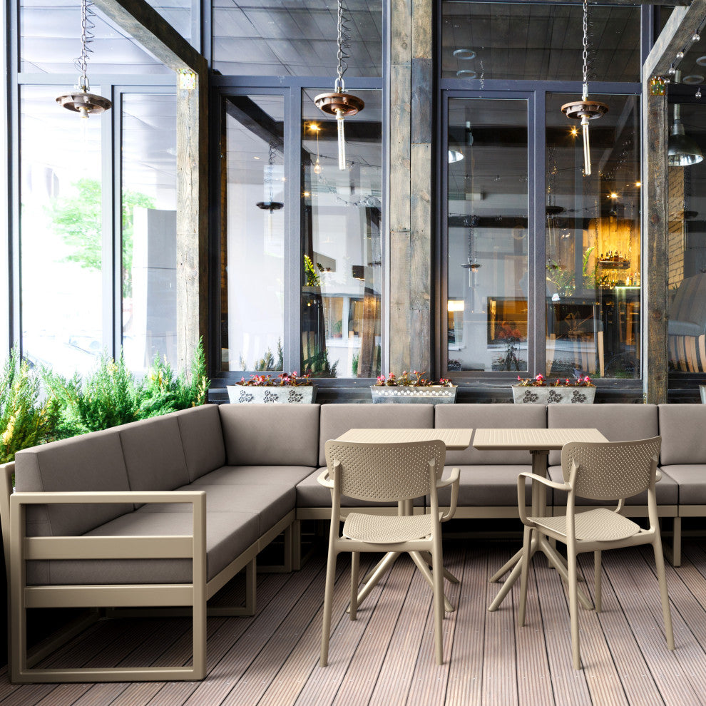 Loft Outdoor Dining Arm Chair, Set of 2, Taupe