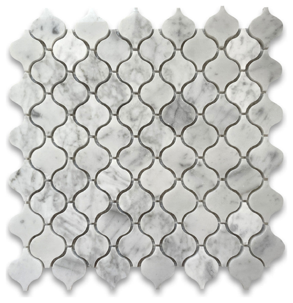 Carrara Venato Marble Arabesque Baroque Lantern Mosaic Tile Polished, 1 sheet