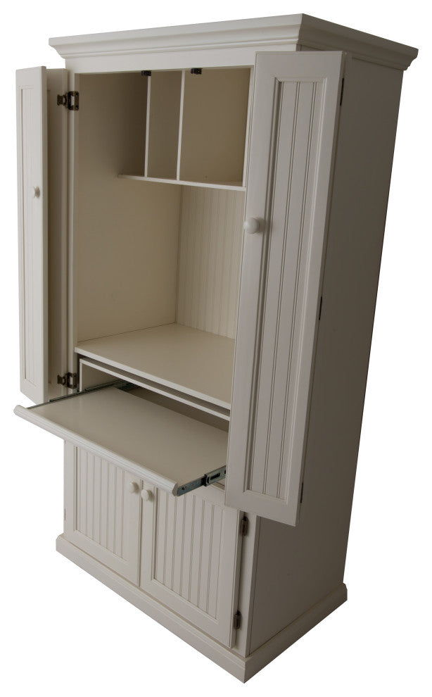 Eagle Furniture Coastal Computer Armoire Work Station, Soft White