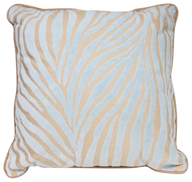 Mozambique Accent Pillow, Blue and Tan, Black/Tan, 16"x16"
