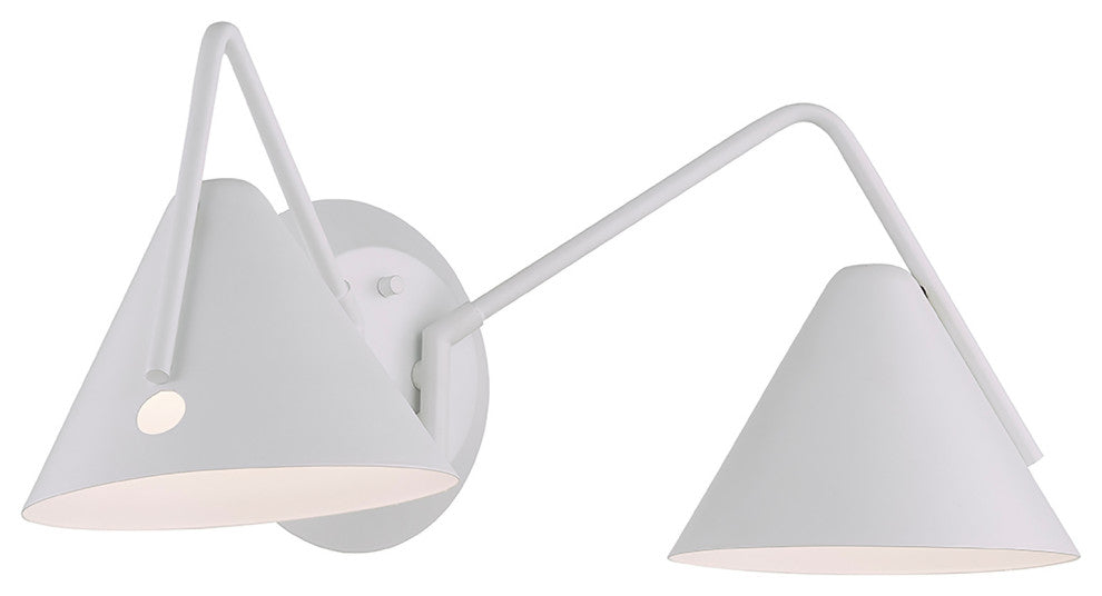 Zag 2-Light LED Wall Sconce Matte White Shade Finish