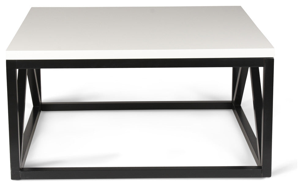 Kaya 2-Toned Wood Square Coffee Table, White and Black