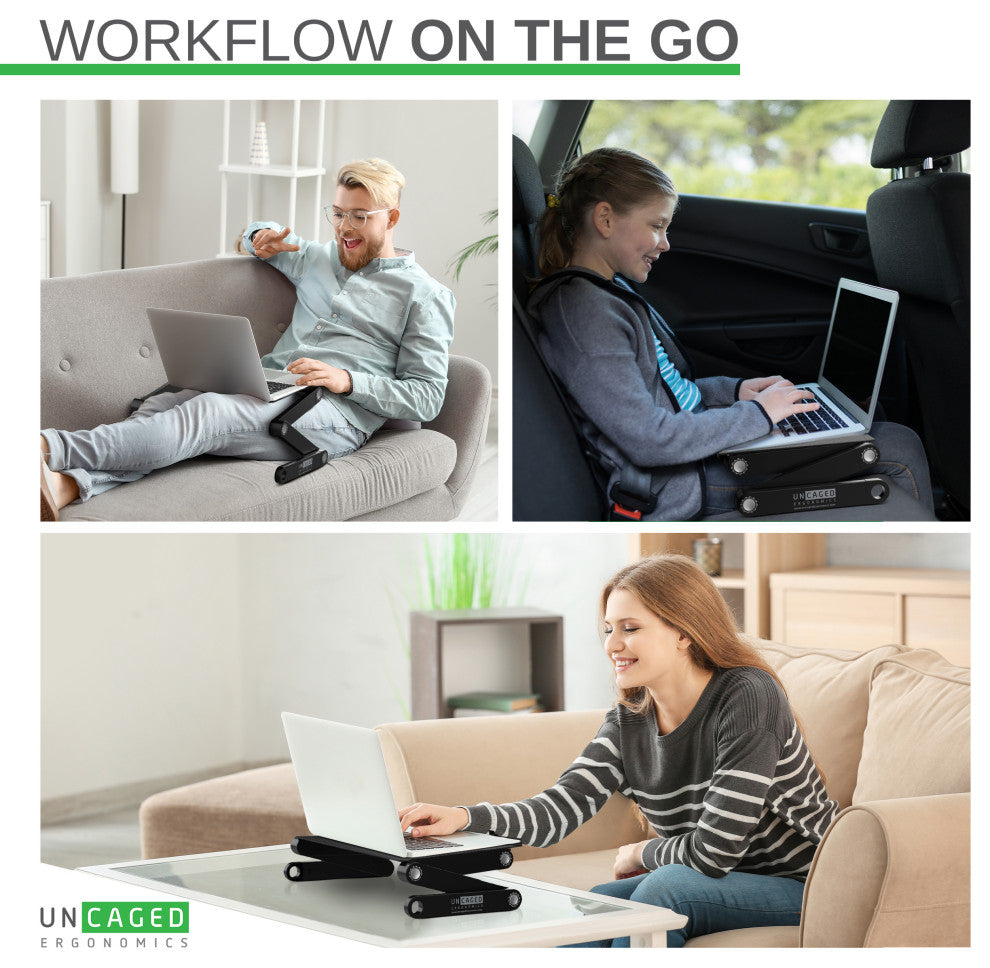 Workez Professional Ergonomic Aluminum Laptop Cooling Stand, Black