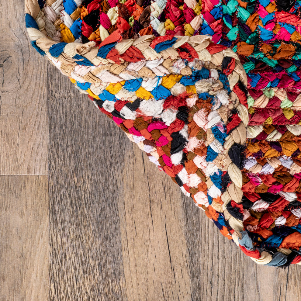 Nuloom Casual Handmade Braided Cotton Area Rug, Multicolor 8'x8'Round