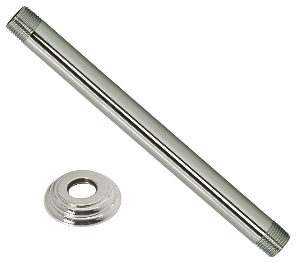 1/2" Ips X 12" Ceiling Mounted Shower Arm With Flange In Polished Nickel