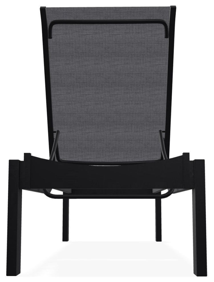Leeward Sling Stackable Outdoor Chaise Lounge, Augustine Pewter/Black