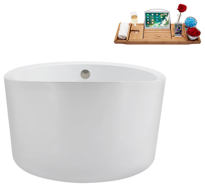 43" Streamline N3780BNK Soaking Freestanding Tub and Tray With Internal Drain