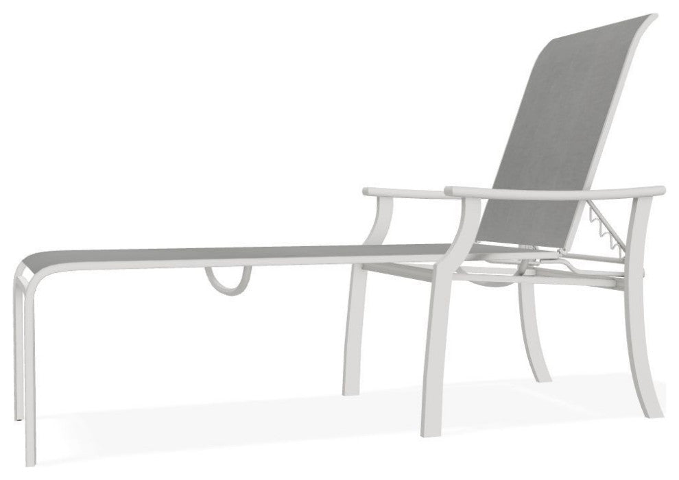 St. Catherine Sling 4-Position Outdoor Chaise Lounge, Alloy/Snow