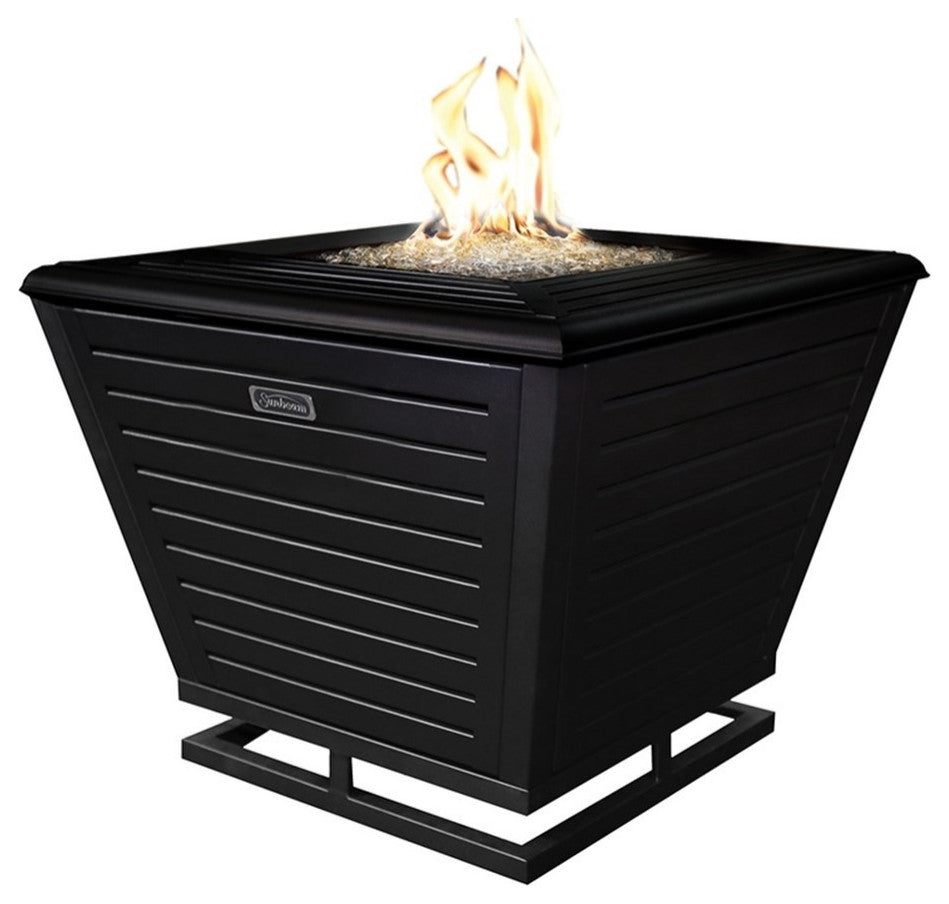 Sunbeam Pyramid Modern Style Steel Metal Fire Pit in Black Finish