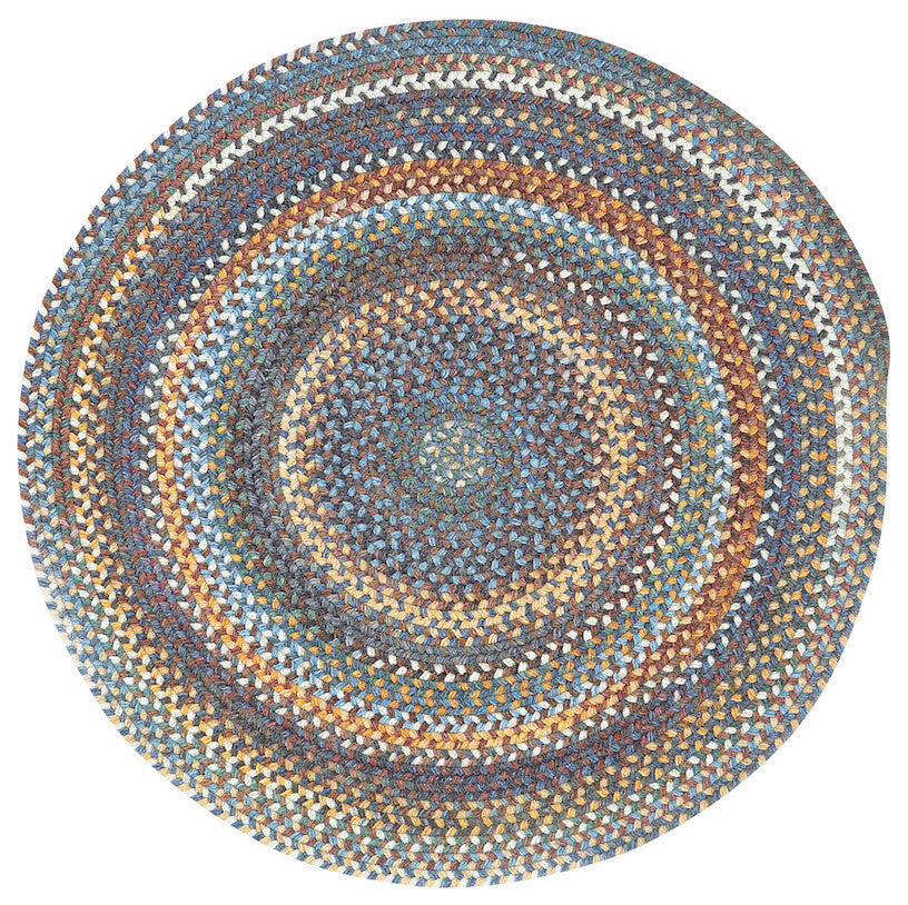 Kill Devil Hill Braided Round Rug, Medium Blue, 9'6"