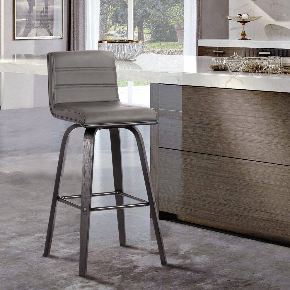 Vienna 30" Bar Height Barstool With Gray Faux Leather
