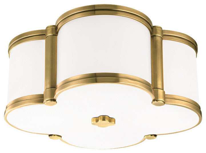 Chandler, 12" Flush Mount, Aged Brass Finish, Glass Shade