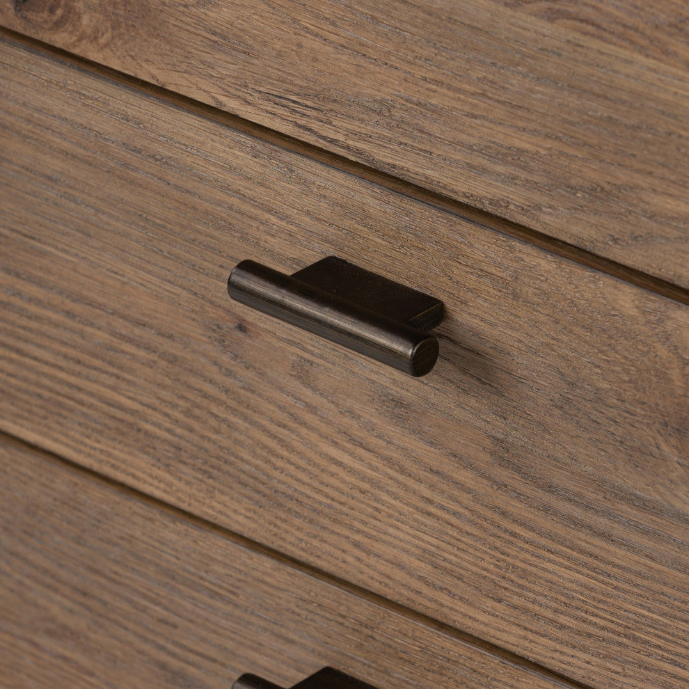 Glenview Nightstand Weathered Oak, Weathered Oak Veneer, Aged Bronze