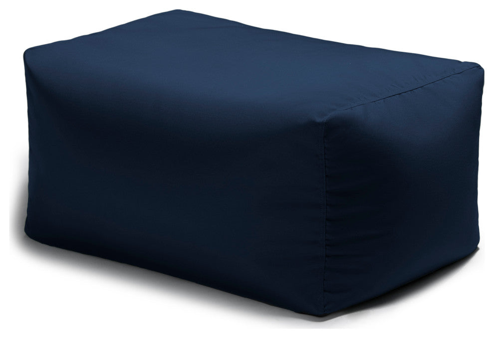 Leon Outdoor Patio Bean Bag Ottoman, Navy