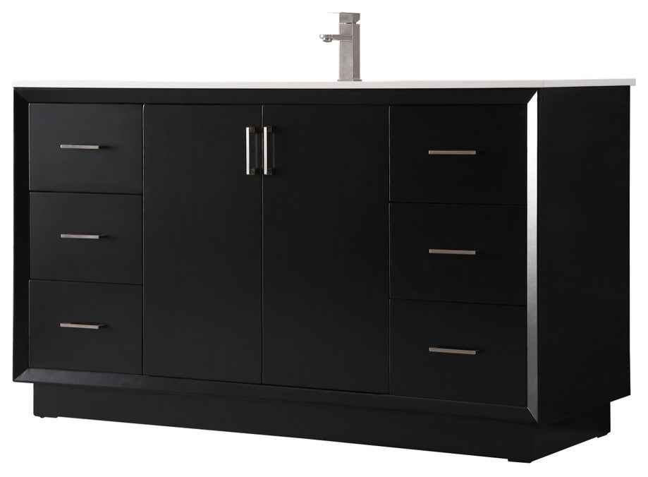 60" SIngle Bathroom Vanity, Black
