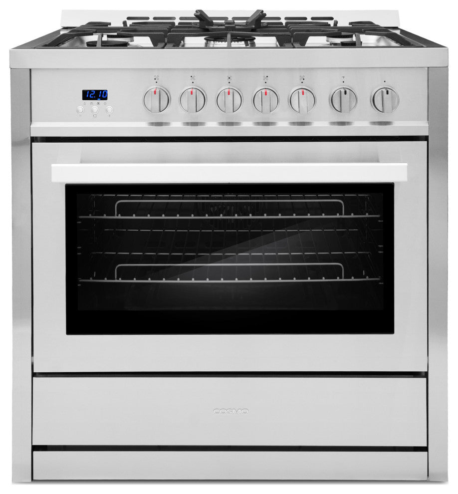 Cosmo Gas Range 5 Burners Modern Stainless Steel Convection Oven Professional