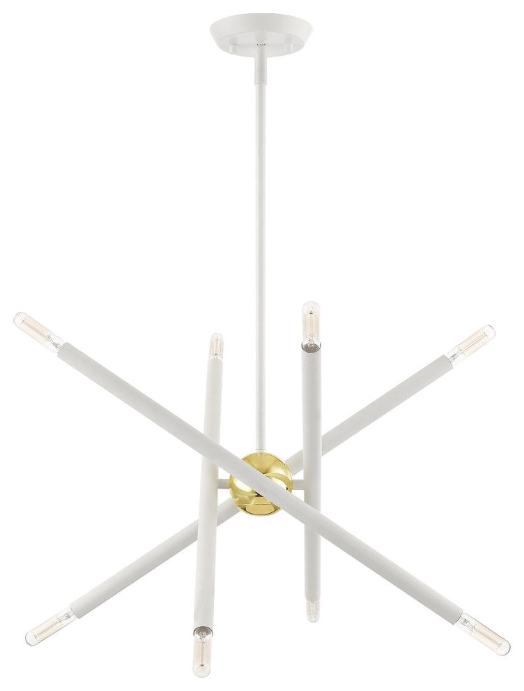 Livex Lighting Soho 8 Light White With Polished Brass Accents Chandelier
