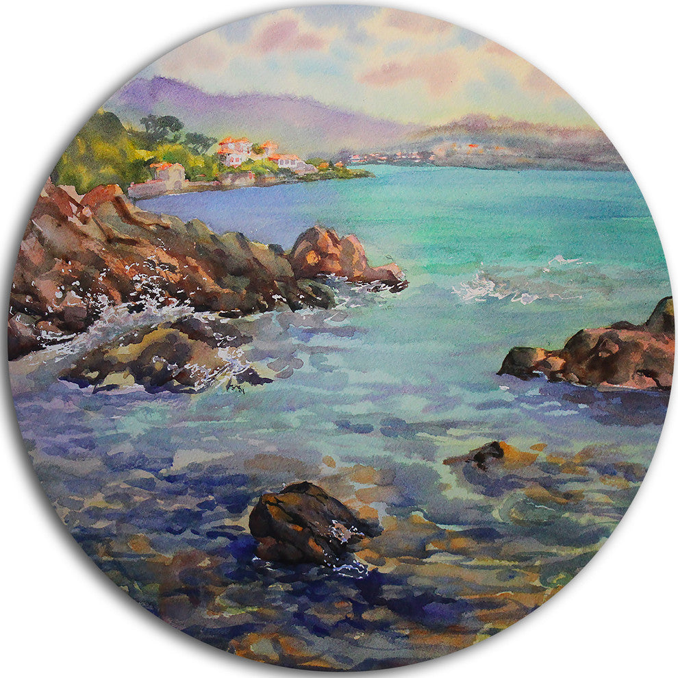 Cote D'Azur France, Landscape Painting Round Wall Art, 36"