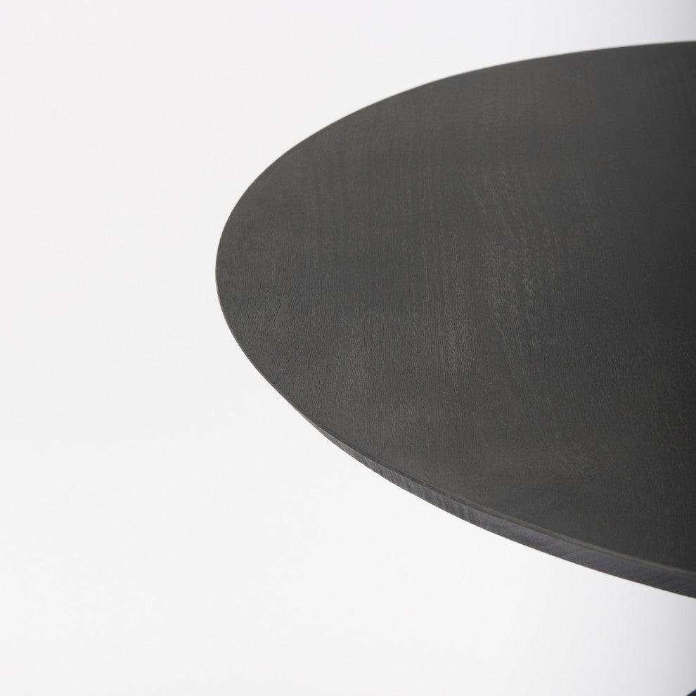 32" Round Black-Brown Wood Accent Pedestal Bistro Table