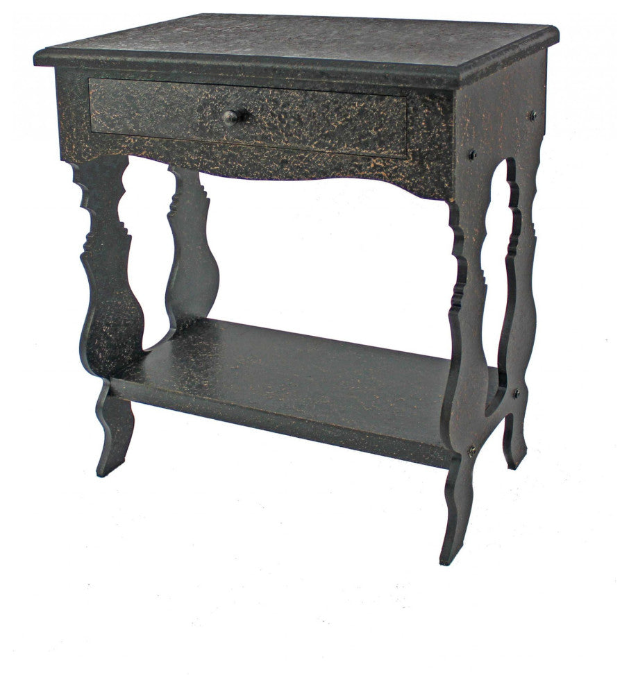 HomeRoots 14" x 28" x 29" Black, 1 Drawer, Vintage, Wooden - Accent Table