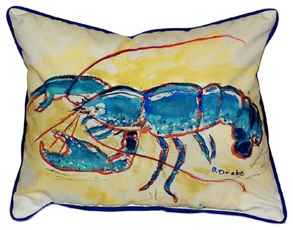 Betsy Drake Blue Lobster Extra Large 20 X 24 Indoor / Outdoor Pillow
