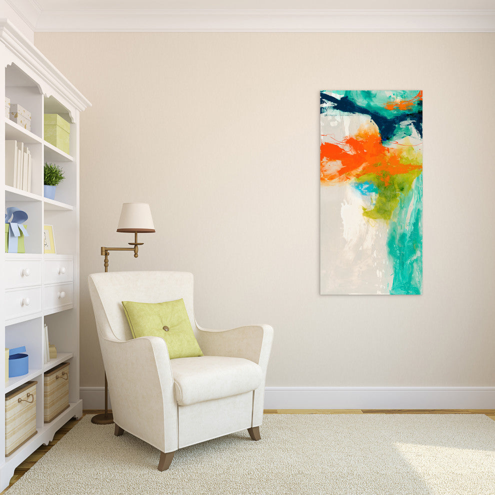 "Tidal Abstract 1" Frameless Free Floating Tempered Glass Wall Art