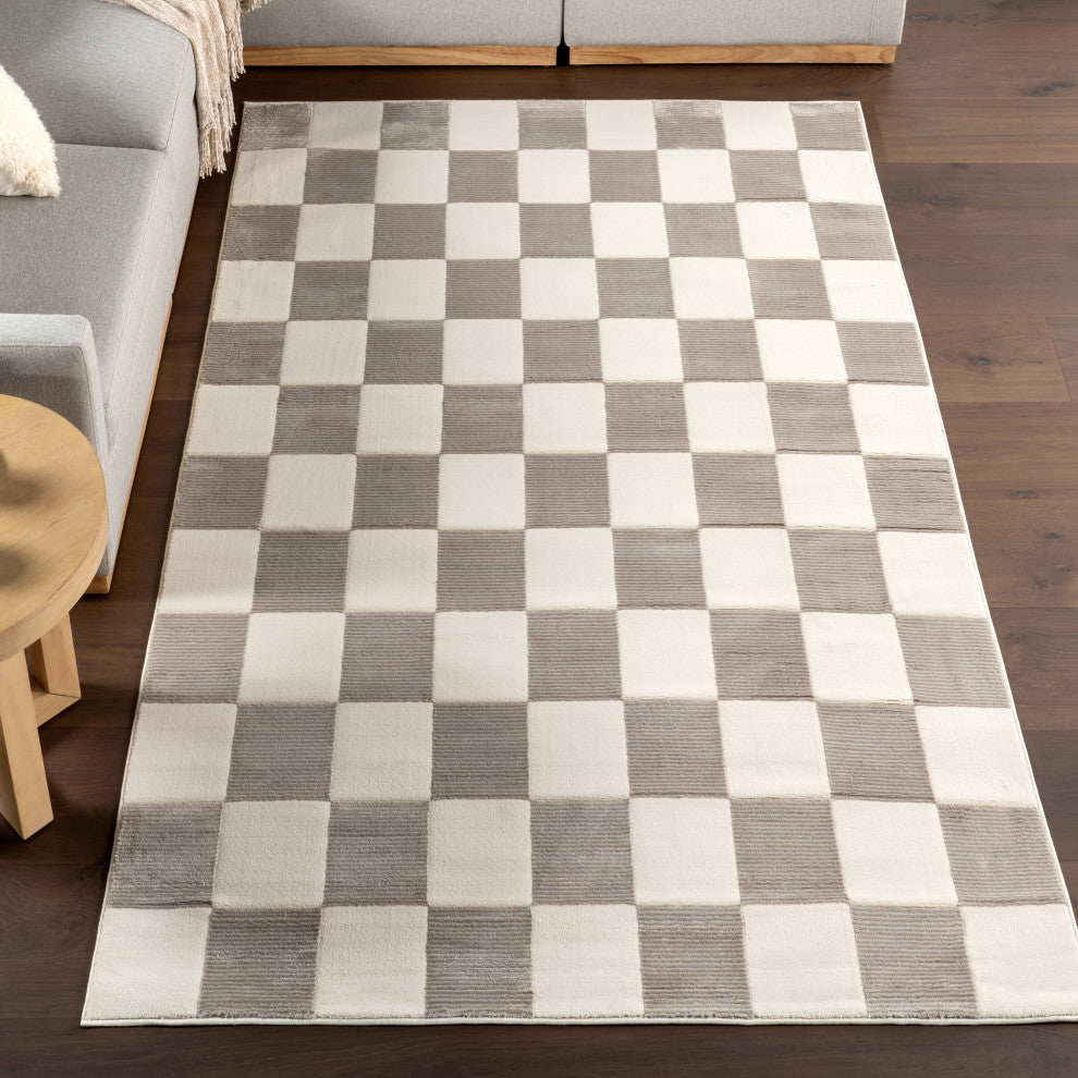 Nuloom Zhuri Checkered Washable Rug, Cream 3' x 5'