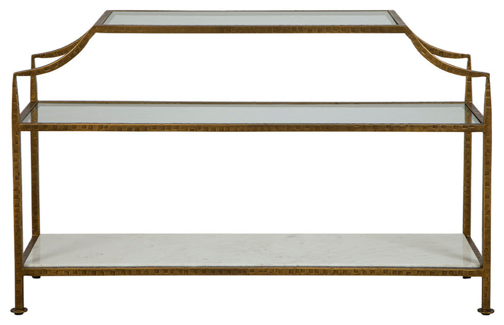 Marietta 48" Wide Glass Console Table, Gold