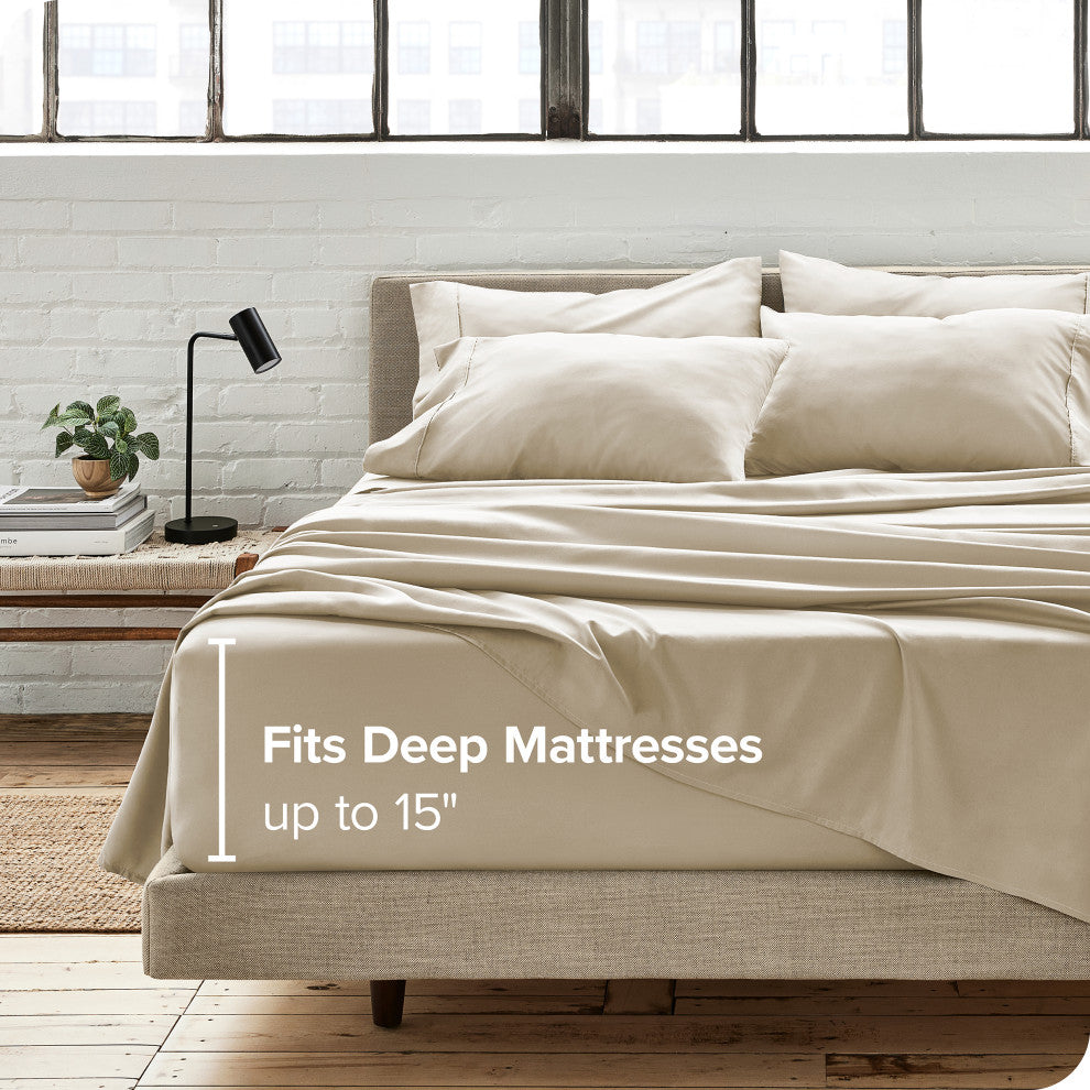 Bare Home 6-Piece Microfiber Sheet Set, Sand, Full