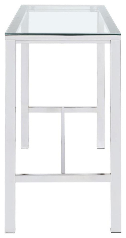 Coaster Contemporary Rectangular Glass Top Pub Table in Clear