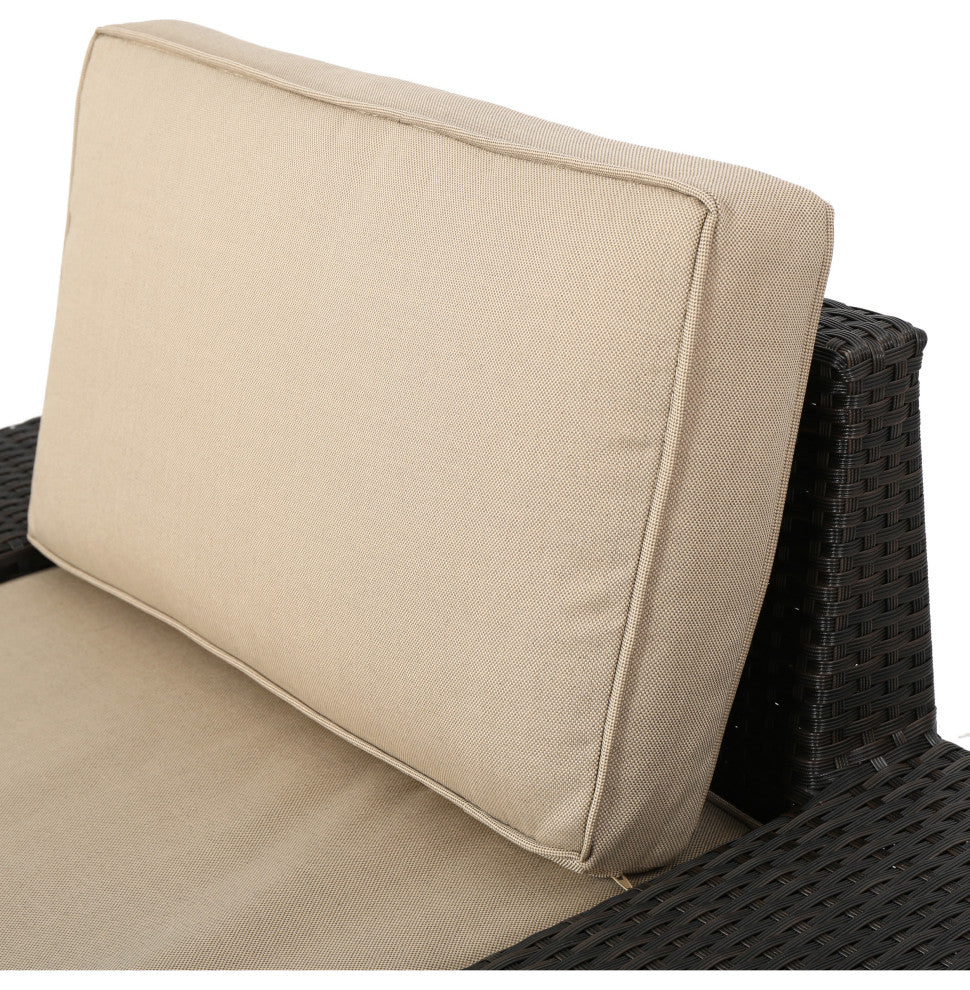 GDF Studio Reddington Outdoor 5 Seater Wicker V Shaped Sectional Sofa Set