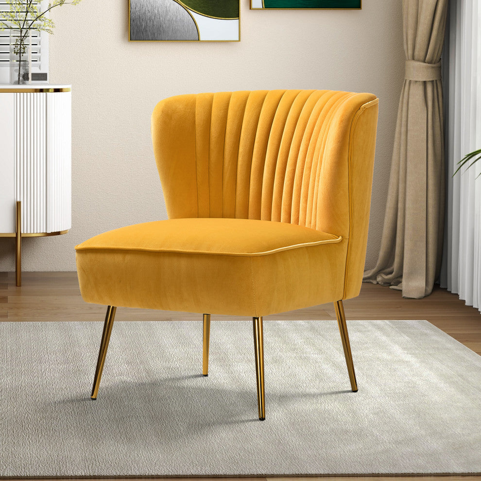 Velvet Accent Dining Chair, Mustard