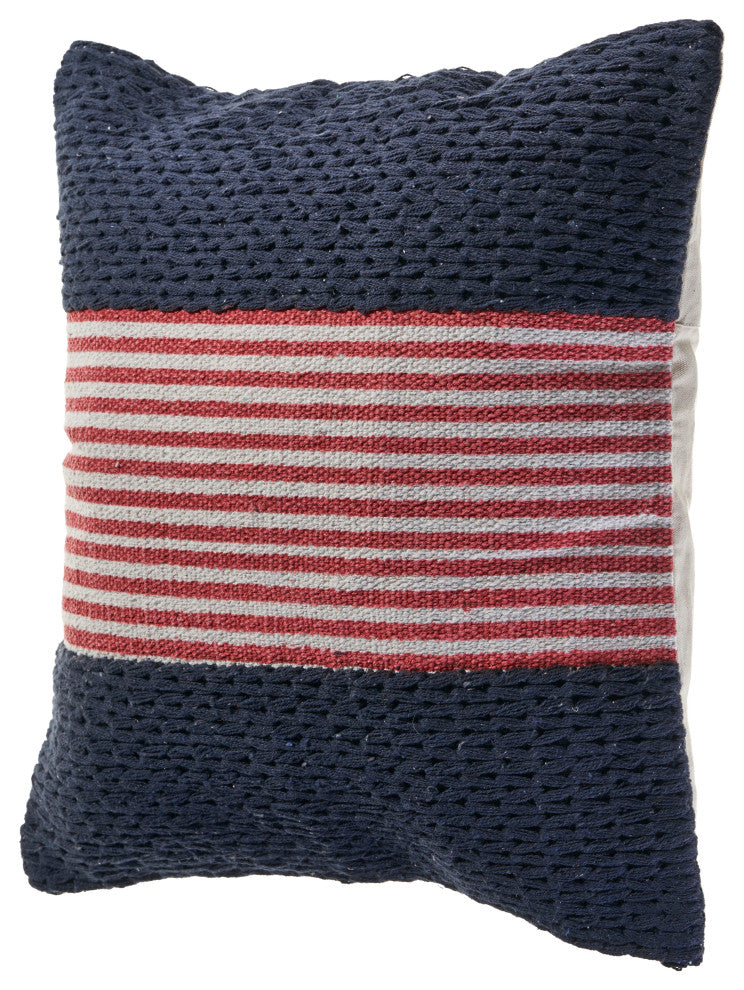 Navy Nautical Striped Throw Pillow