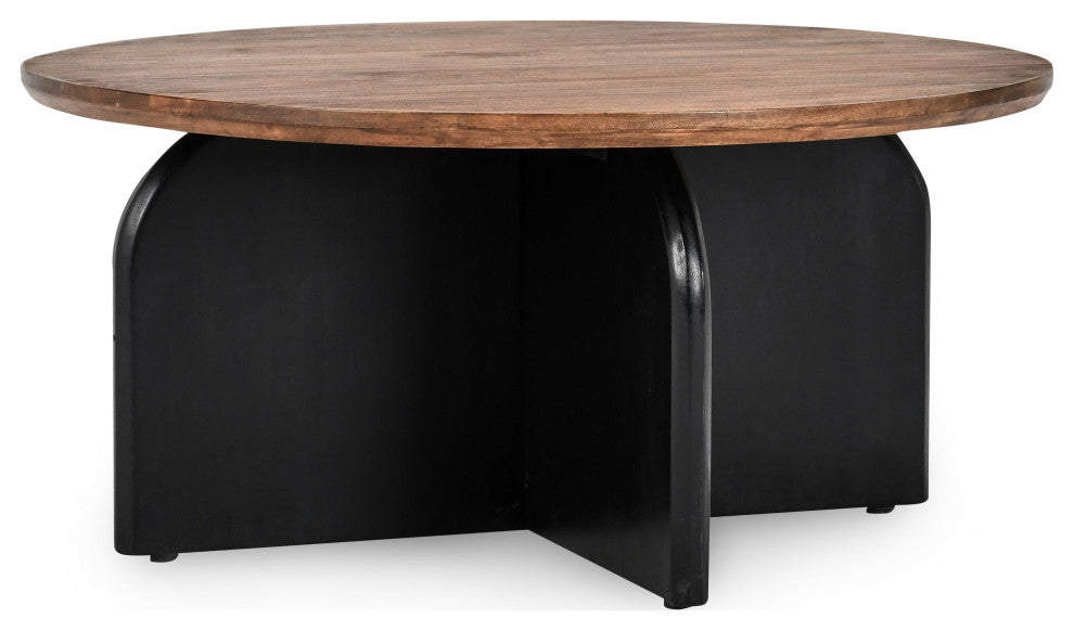 Penelope Mango Wood Two-Tone Coffee Table, Black
